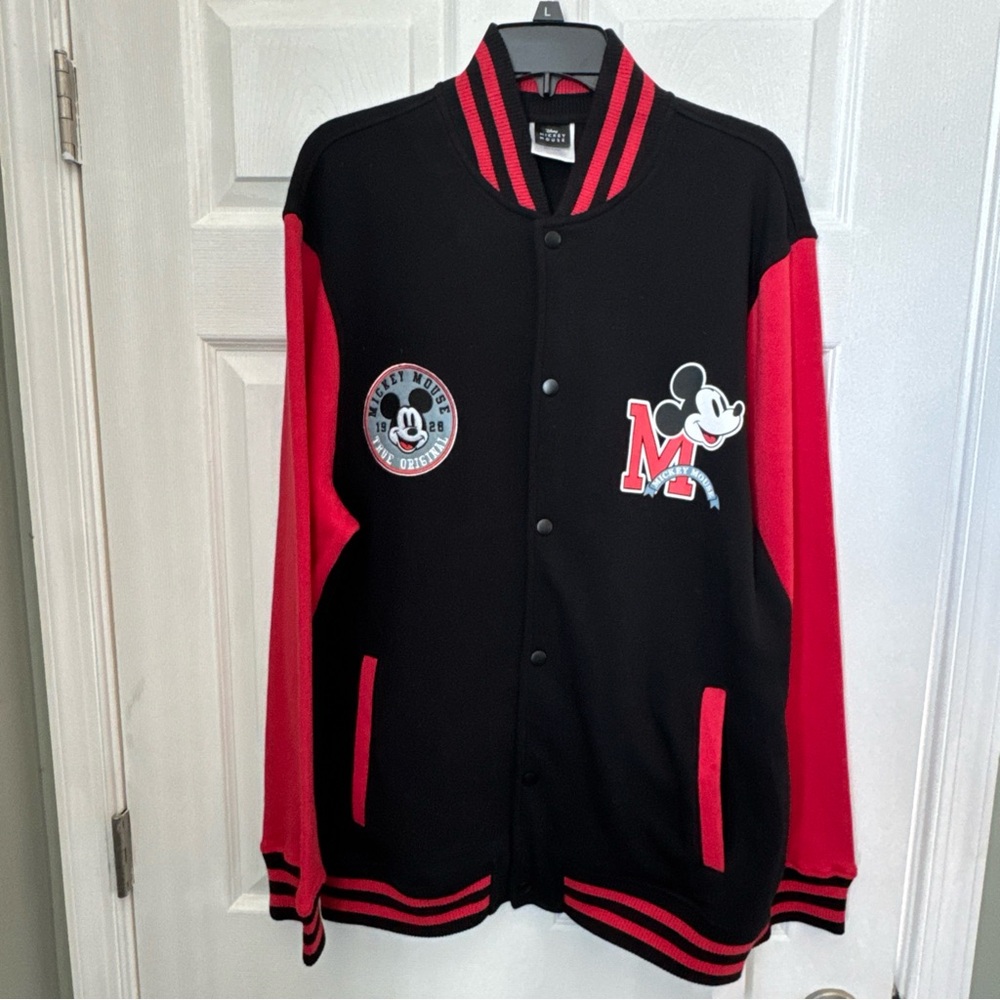 Mickey Mouse Black and Red Varsity Jacket